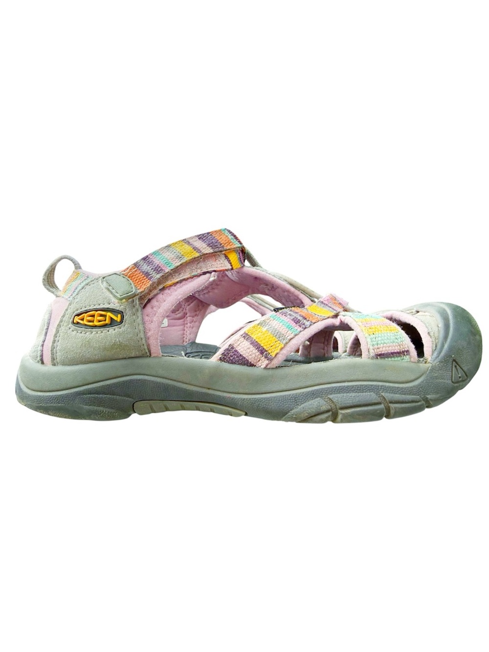 KEEN Girls Newport H2 Water Shoe Sandal Pink Rainbow Stripe Waterproof SZ 4 Kids